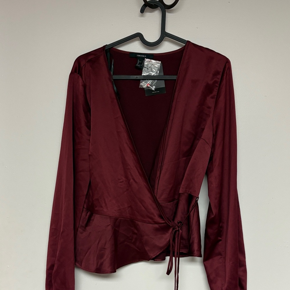 Forever 21 Burgundy Wrap Blouse